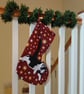 Handmade Christmas stocking - magical cat and stars
