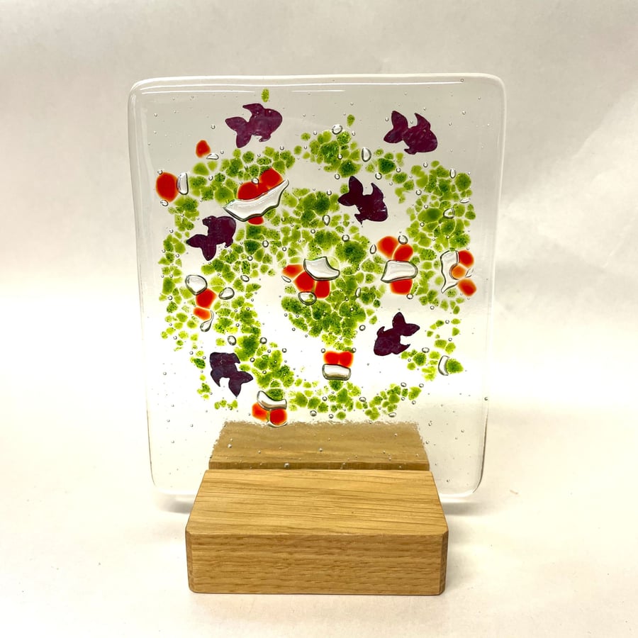 Copper fish glass suncatcher