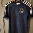 Hand-Embroidered Navy Adidas Three-Stripe T-Shirt – One-of-a-Kind