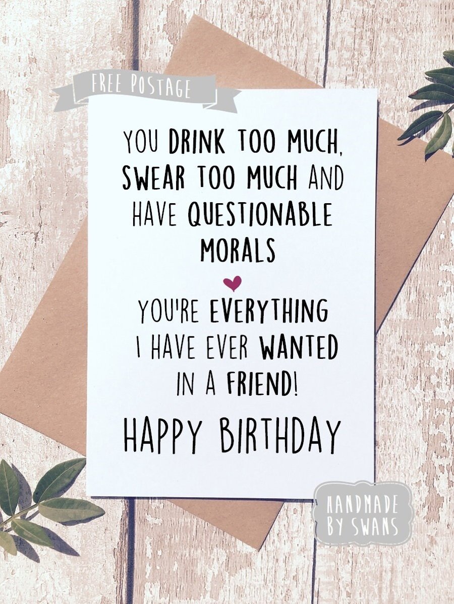 Funny birthday card, birthday card friend, Greeting Card, birthday card funny, b