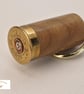 Reclaimed Oak and Hull 12 Bore Cartridge Keyring Recycled Wood Brass Detail - Image 2