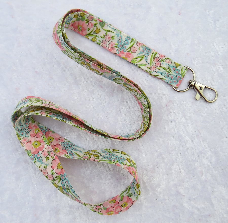 Lanyard, Liberty cotton lanyard, floral, ID holder