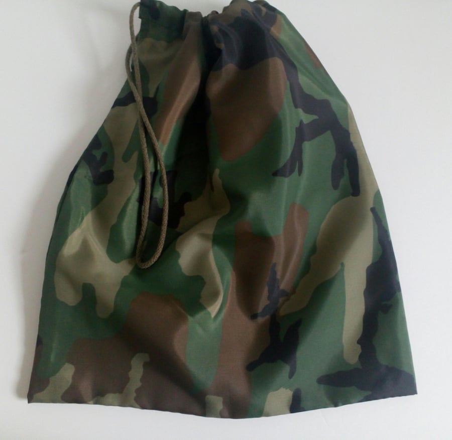 P.E bag, toy storage bag, drawstring bag for boys, ripstop, camouflage