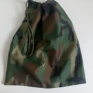 P.E bag, toy storage bag, drawstring bag for boys, ripstop, camouflage