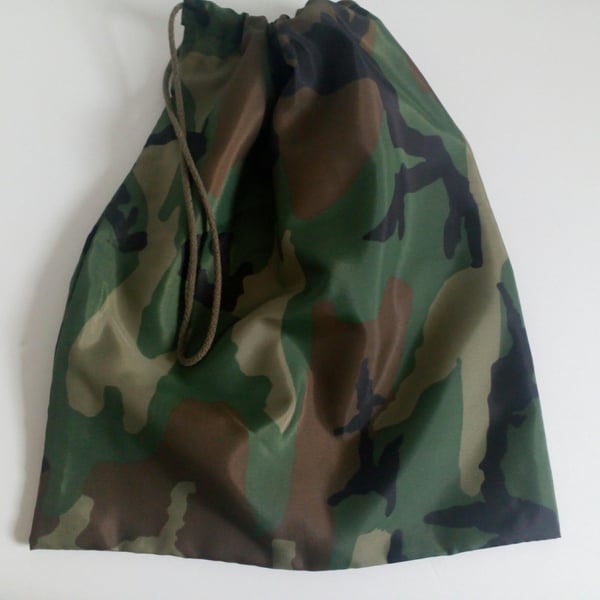 P.E bag, toy storage bag, drawstring bag for boys, ripstop, camouflage