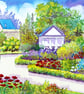 The Physics Garden, Cowbridge, South Wales, Watercolour Print in 14 x 11'' Mount