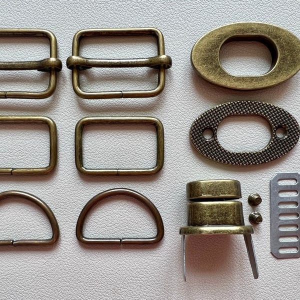 Antique Brass Backpack Hardware kit for making a Felt Backpack on a Ball