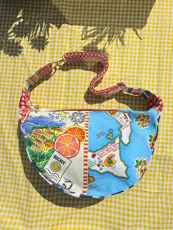 One of a Kind Handmade Slouchy Crescent Bag - Buon Appetito! 
