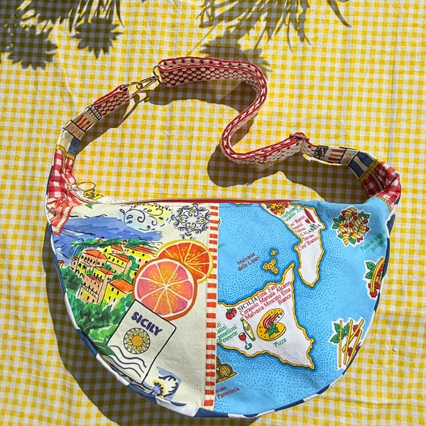 One of a Kind Handmade Slouchy Crescent Bag - Buon Appetito! 