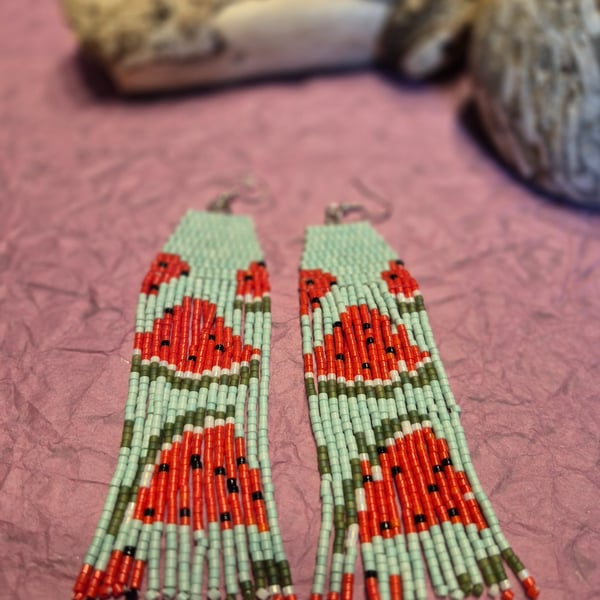 One of a kind beaded fringe earrings