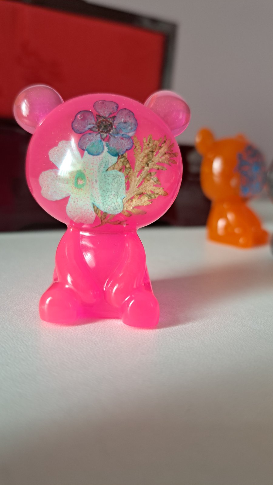 Resin Bear With Real Dried Flowers