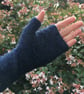 Alpaca Wrist Warmers Fingerless Gloves Blue - Image 5