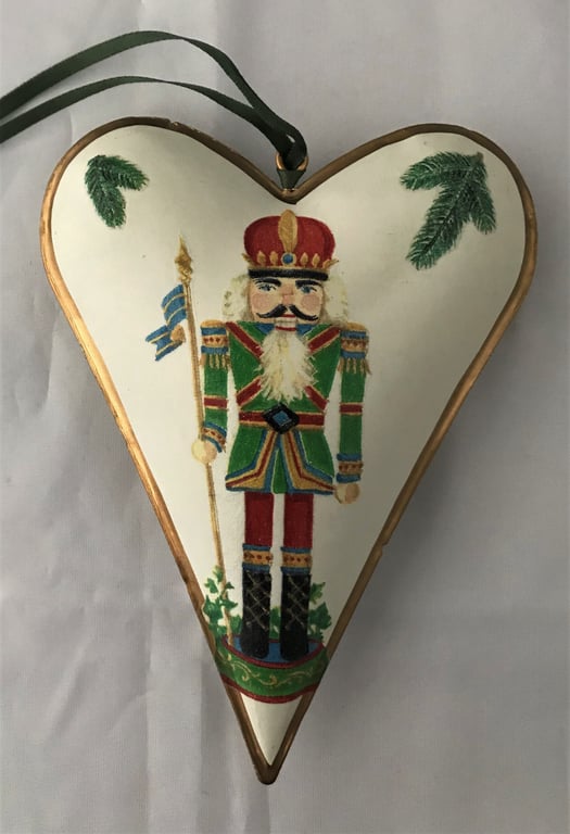 Decorated Christmas Metal Heart Decoration Nutcracker Unusual