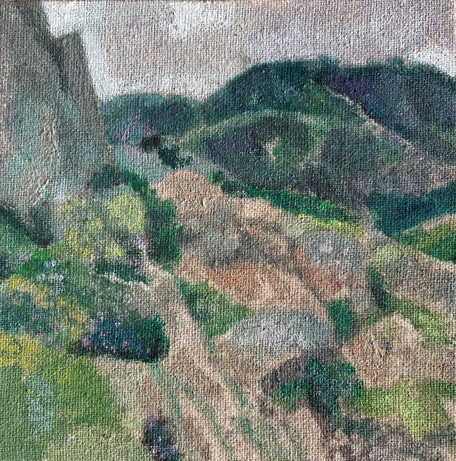 Small Framed Oil Painting on Linen, Haystacks, Lakedistrict