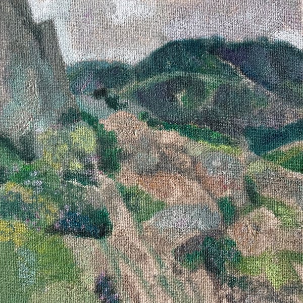 Small Framed Oil Painting on Linen, Haystacks, Lakedistrict