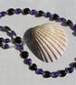 Black Onyx & Purple Amethyst Gemstone Statement Heart Beaded Necklace