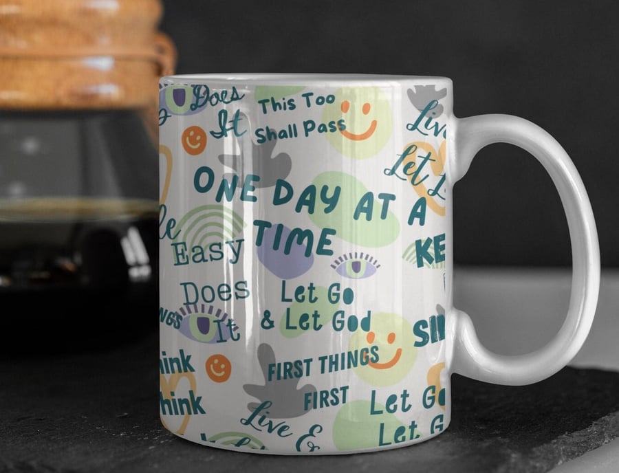 Sober Affirmations Mug Sobriety gift, AA Gifts Sober Anniversary Gift for men