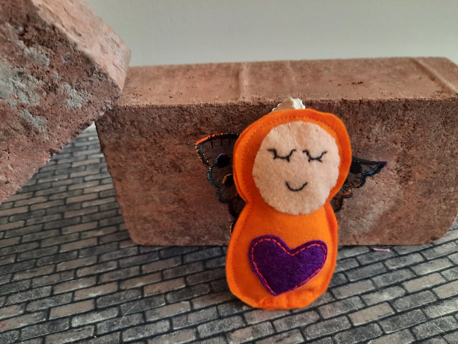 Orange Angel Lavender Bag - Heart Embellishment