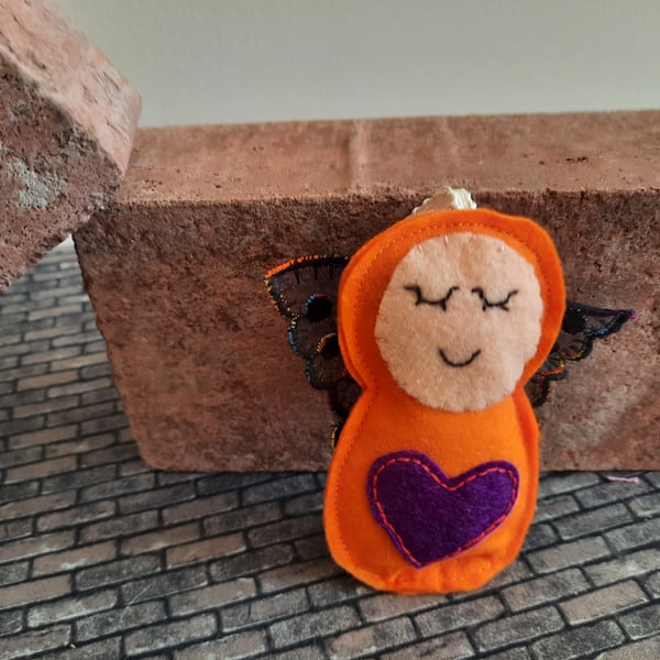 Seconds Sunday Orange Angel Lavender Bag - Heart Embellishment