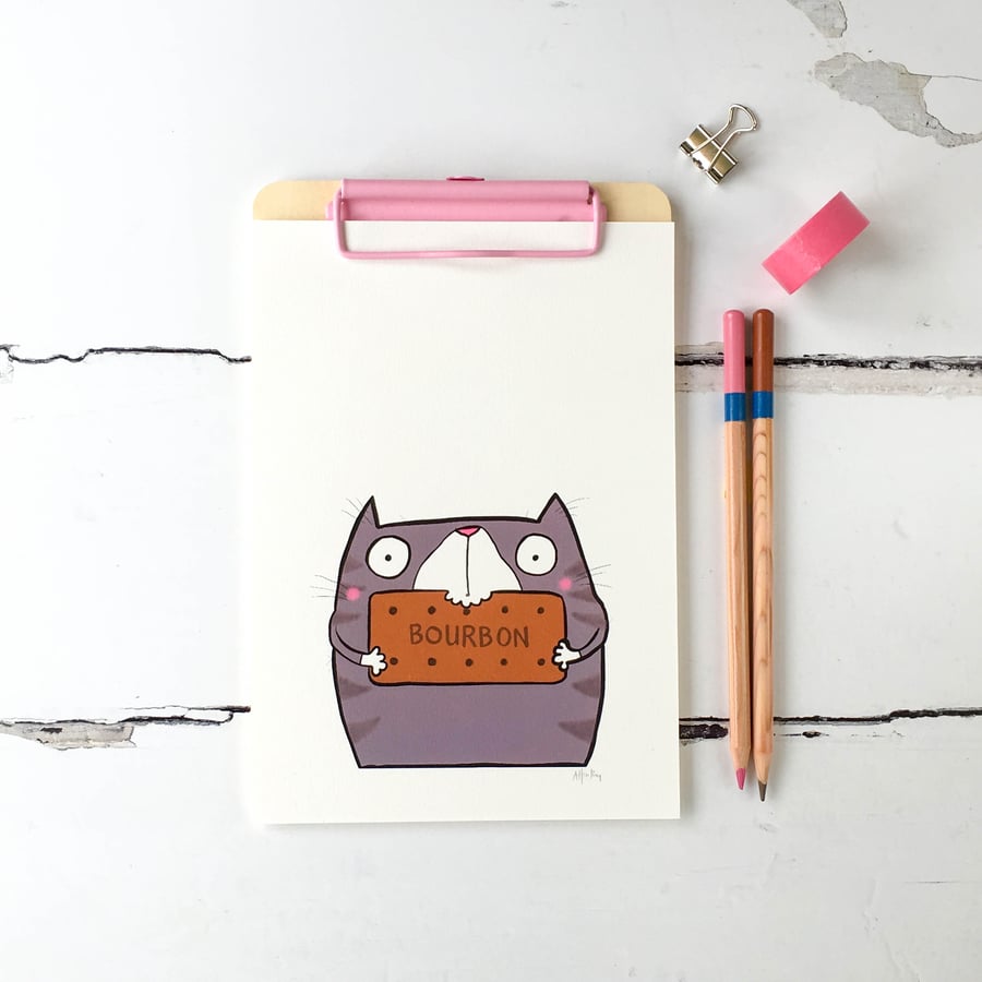 Bourbon Biscuit Kitty,  Illustrated print