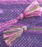 Asymmetrical Scarf, Wrap, Shawl, Purple, Pink, Green, Handspun Knitted, Merino  - Image 7