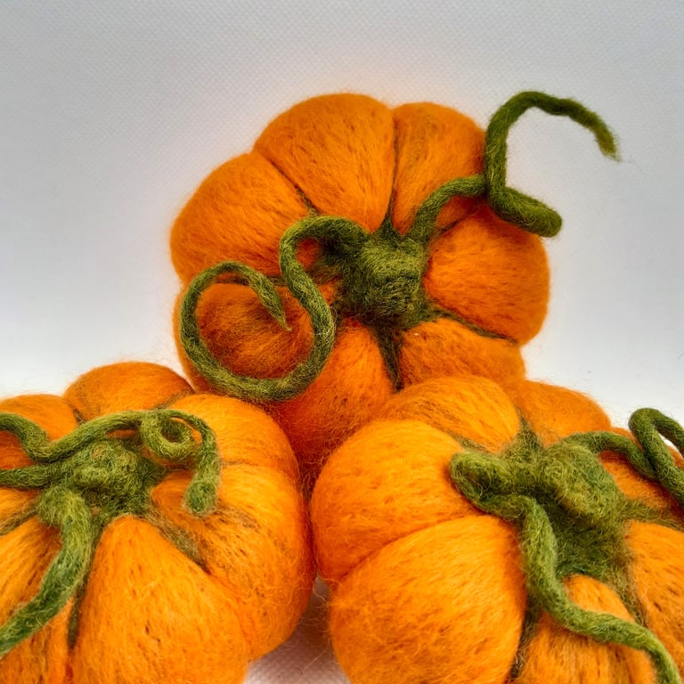Small Needle Felted Pumpkin - seasonal table decoration WITH TWIZZLES!