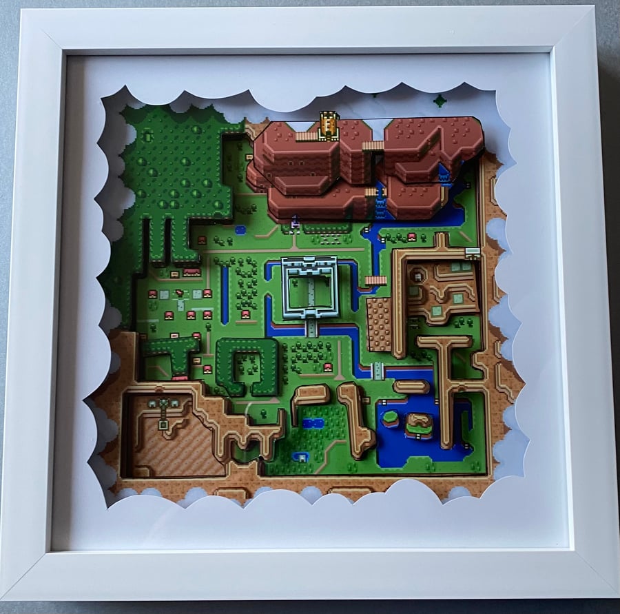 Legend of Zelda Hyrule 3D Map shaodw box framed art