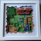 Legend of Zelda Hyrule 3D Map shaodw box framed art