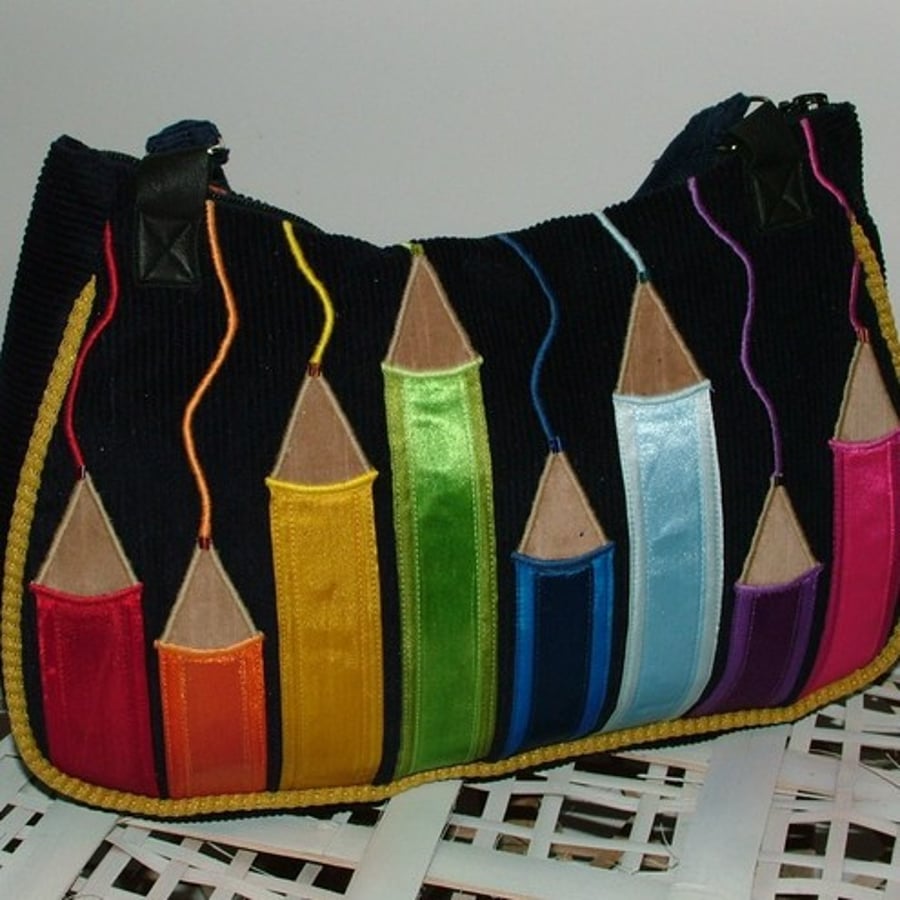 LARGE MULTI COLOURED RIBBON PENCIL BAG