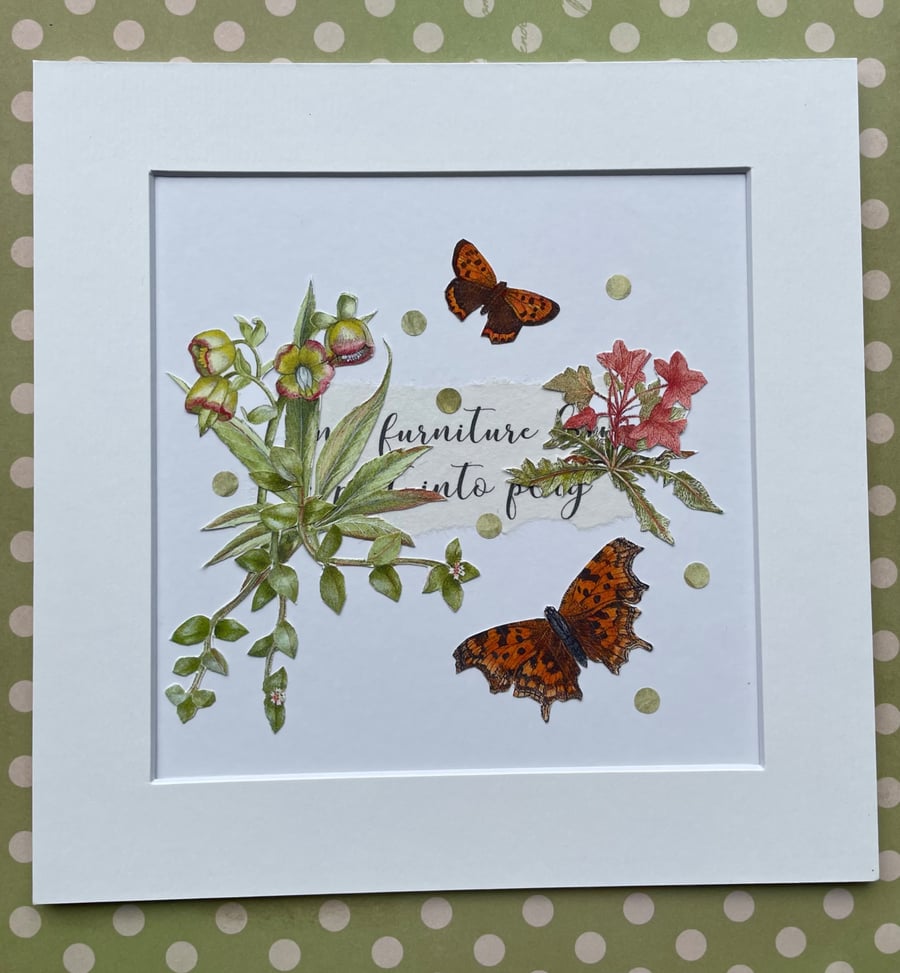 Unique Collage of a Small Copper Butterfly and a Comma Butterfly
