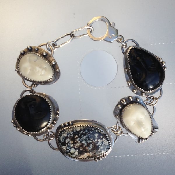 Sterling silver and Serpentine bracelet