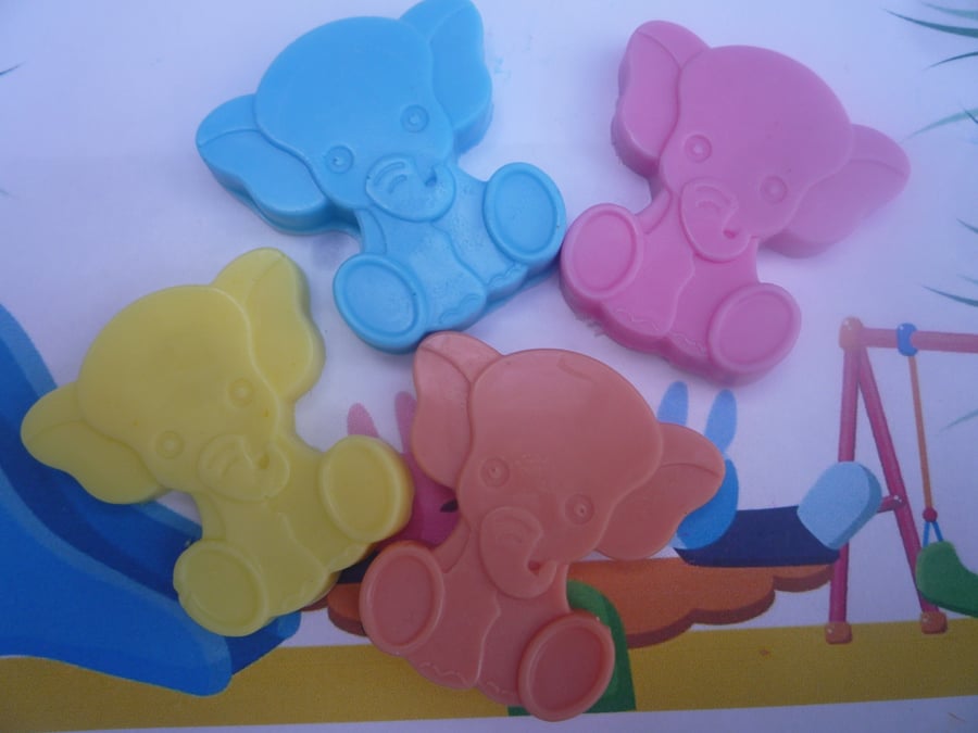 cute elephant novelty handmade childrens soaps x 4