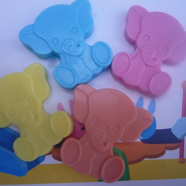 cute elephant novelty handmade childrens soaps x 4