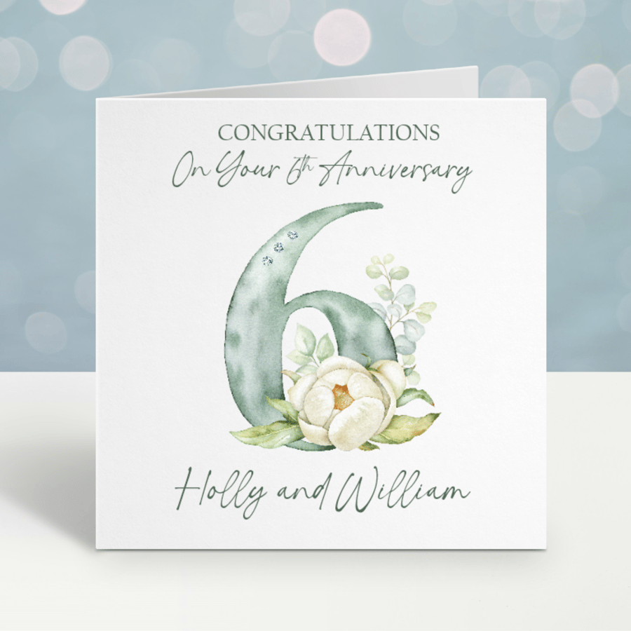 Handmade Personalised 6th Wedding Anniversary Card