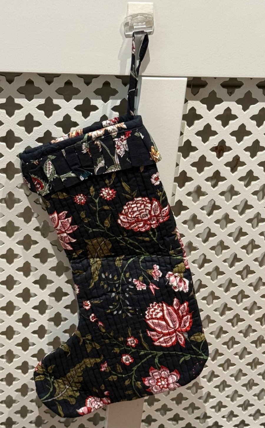 Quilted Cotton HandBlock Printed Christmas Stocking