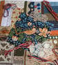 Autumn Brown Bird Slow Stitching Kit large - vintage and reclaimed textiles