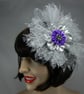 Fascinator Silver and purple  flower - Image 1