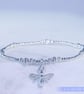 Sterling Silver Bee Bracelet Stretchy Handmade Dainty Pretty  - Image 1