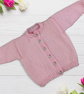 Baby girl cardigan hand knitted in pale pink 0 - 3 months  - Image 3