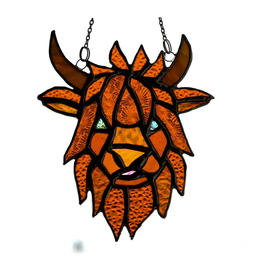 Highland Cow Stained Glass Suncatcher Hamish Mc Coo Unique Gift