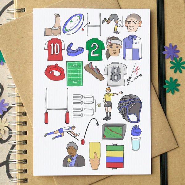 Rugby Alphabet Greetings Card