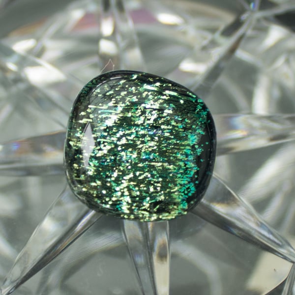 Green & Gold Dichroic Glass Lapel Pin or Tie Pin - 4005