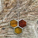 Handmade Stained Glass bee honeycomb suncatcher 