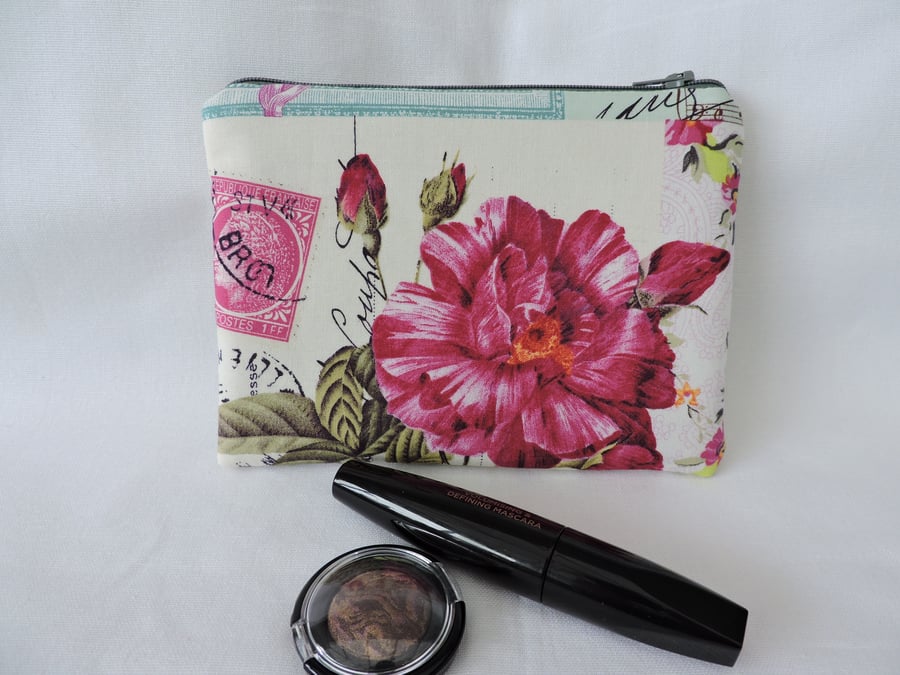 Sale  Make Up Bag, Cosmetic Bag Roses 