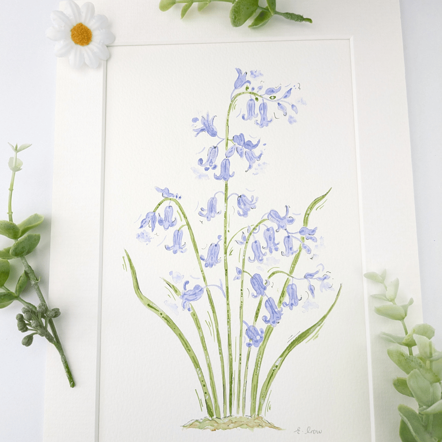 Bluebell hand-painted watercolour flower painting