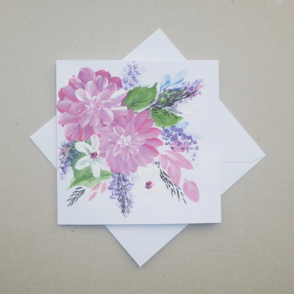 hand painted floral original art greetings card... - Folksy