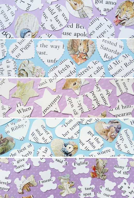 100 Beatrix Potter Confetti, 5 shape choices, Baby Shower Christening Party