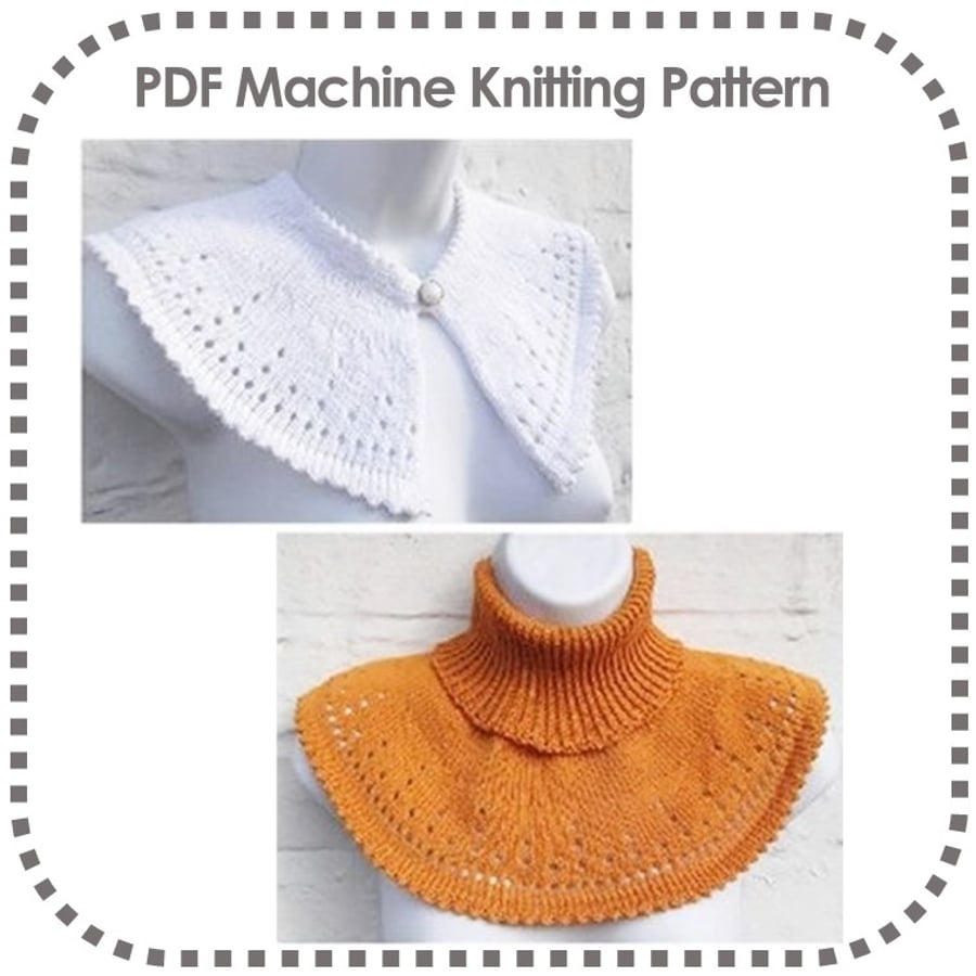 Cowl Pattern Machine Knit Knitted Lacy Capelet Collar Lace Polo Neck Warmer