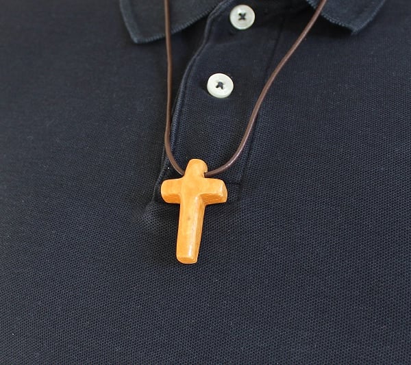 Cucifix or Cross Pendant Wood Necklace