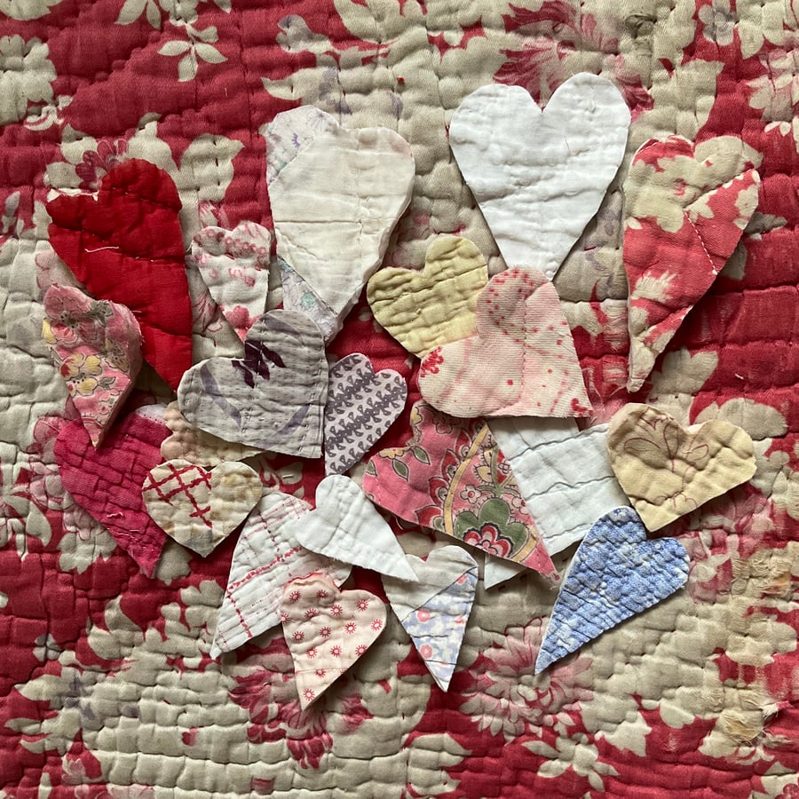 Vintage quilt hearts
